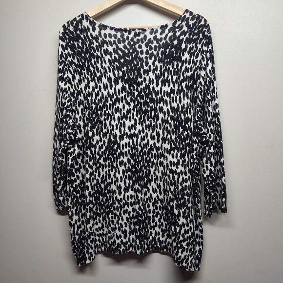 Roz & Ali Knit Cardigan Sweater Women Plus Size 2X White Black Winter Casual - Picture 5 of 8
